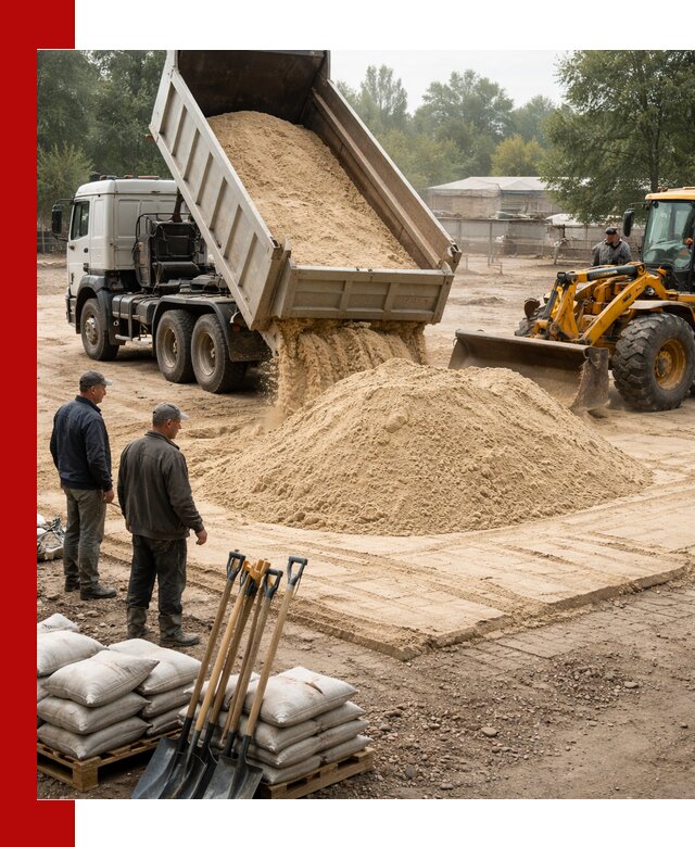 Доставка мытого песка в Чернушке с самосвалами по выгодной цене