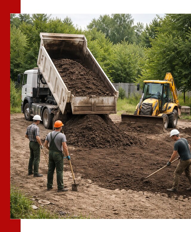 Доставка и укладка грунта для выравнивания участка в Чернушке