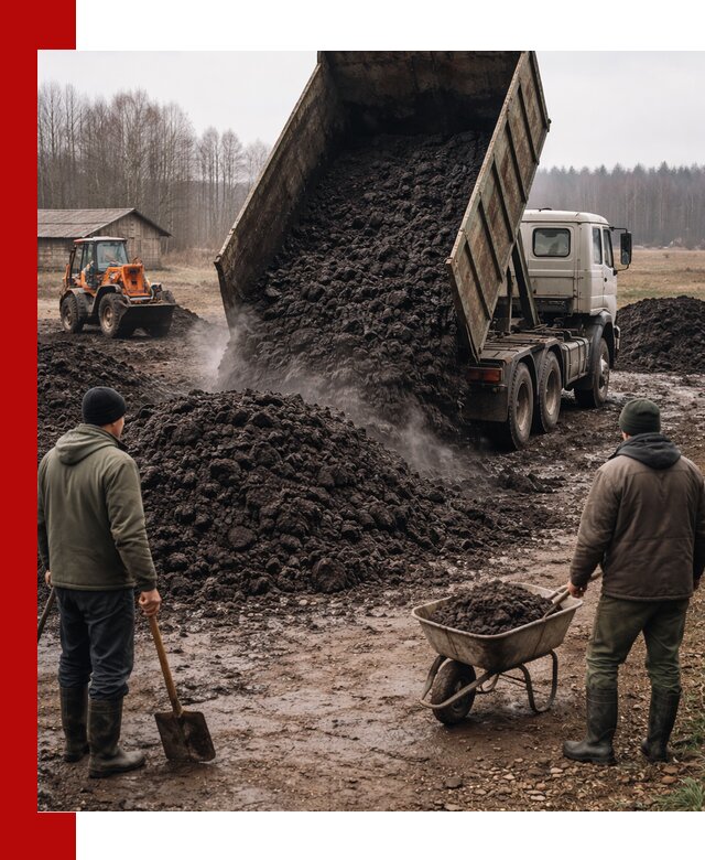 Доставка низинного торфа с разгрузкой и доставкой в Чернушке