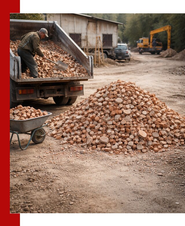 Доставка и подушка из боя кирпича с разгрузкой в Чернушке