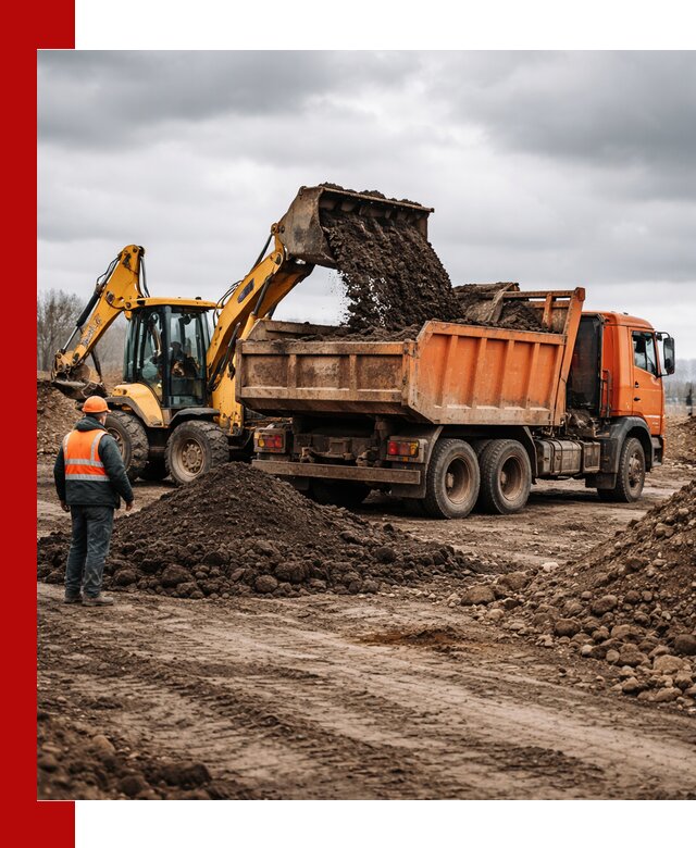 Вывоз грунта и строительного мусора в Чернушке грузовыми самосвалами