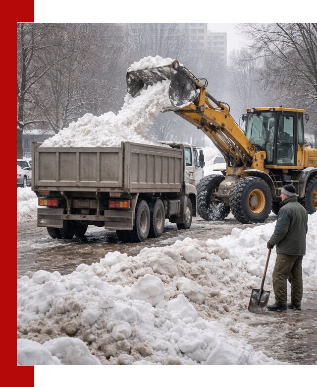 Вывоз снега грузовой техникой в Чернушке оперативно и чисто