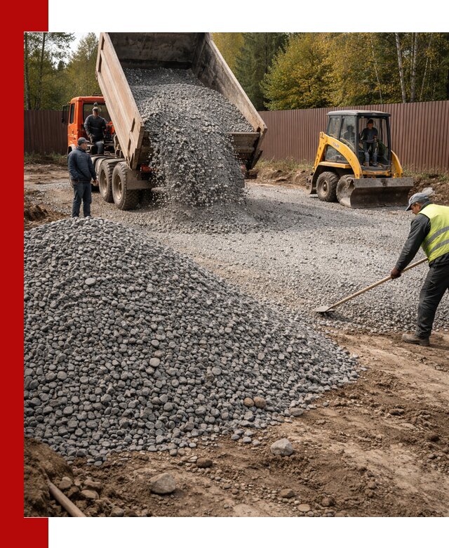 Отсыпка участка щебнем с доставкой и уплотнением в Чернушке